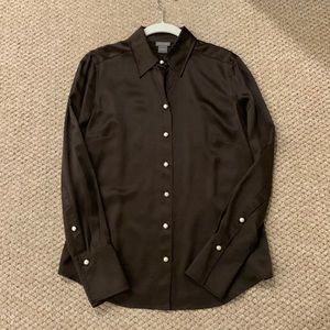 Ann Taylor chocolate brown satin blouse